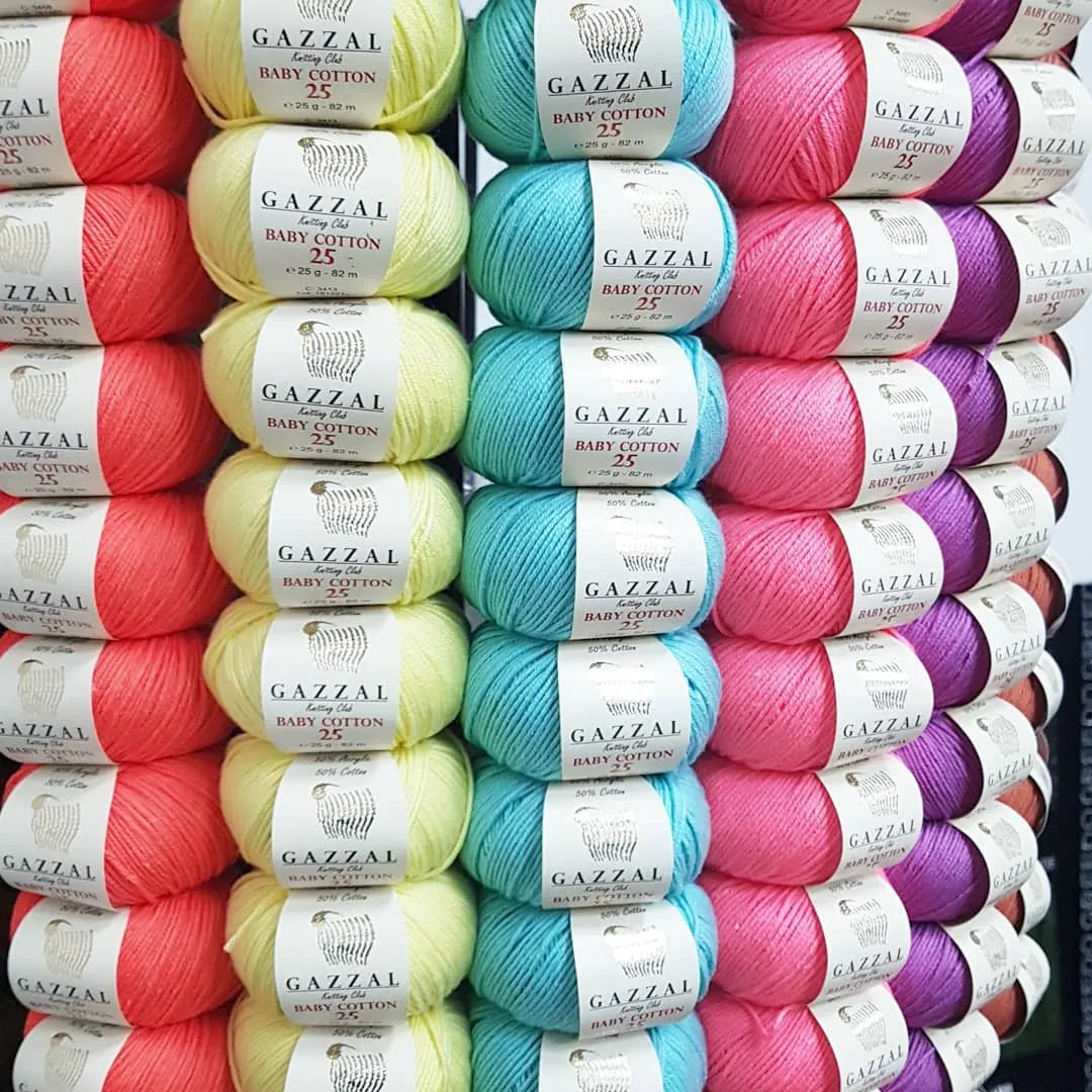 Gazzal Baby Cotton 25 Cotton Yarn, Hand knitting, Crochet, Hobbyshopy